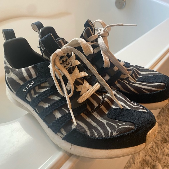 Adidas SL Loop Zebra print size 8 sneakers; previously worn. So comfy and cute - Picture 2 of 5